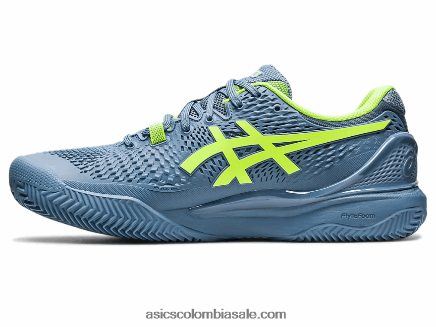hombres Asics gel-resolución 9 arcilla azul acero/verde peligro 20X82N398