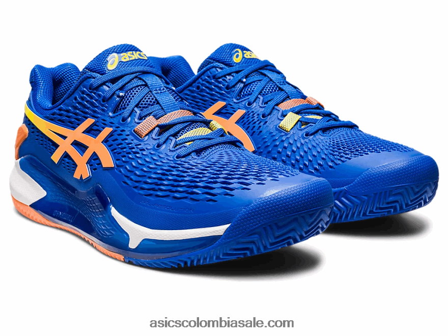 hombres Asics gel-resolución 9 arcilla azul atún/melocotón sol 20X82N89