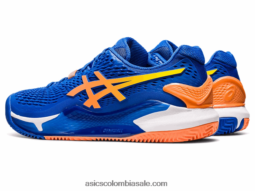 hombres Asics gel-resolución 9 arcilla azul atún/melocotón sol 20X82N89