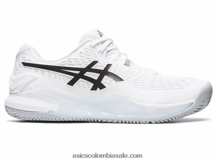 hombres Asics gel-resolución 9 arcilla blanco negro 20X82N401