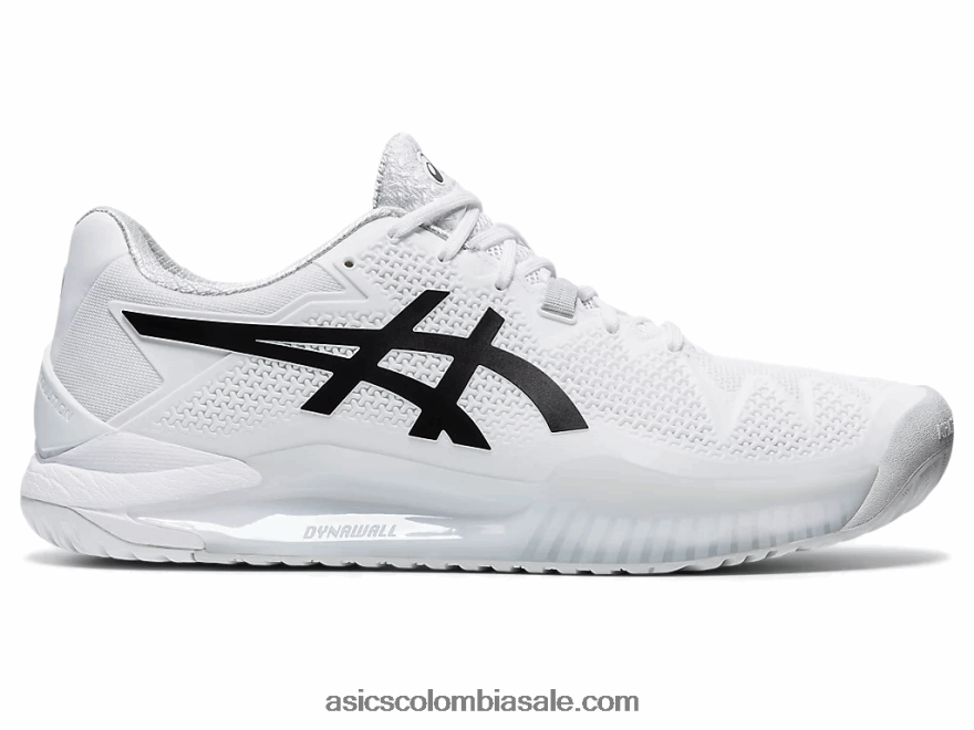 hombres Asics resolución de gel 8 blanco negro 20X82N1842