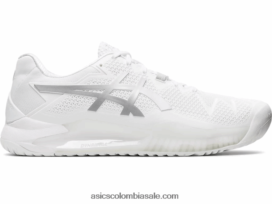hombres Asics resolución de gel 8 blanco/plata pura 20X82N2007