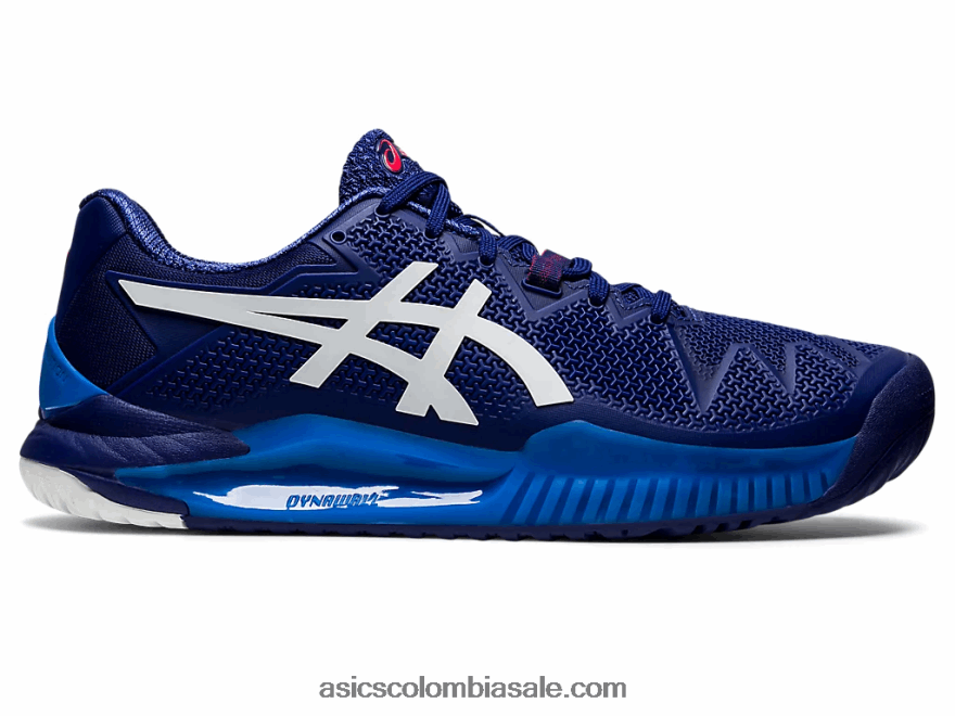 hombres Asics resolución de gel 8 buceo azul/blanco 20X82N1165