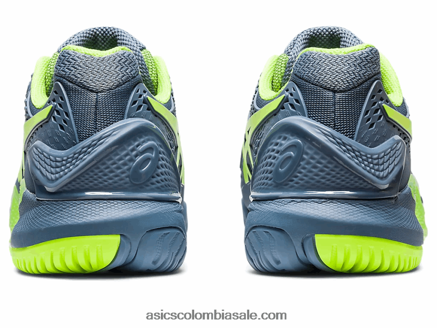 hombres Asics resolución de gel 9 de ancho azul acero/verde peligro 20X82N364