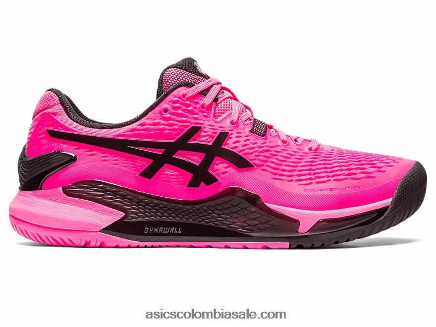 hombres Asics resolución de gel 9 rosa intenso/negro 20X82N45