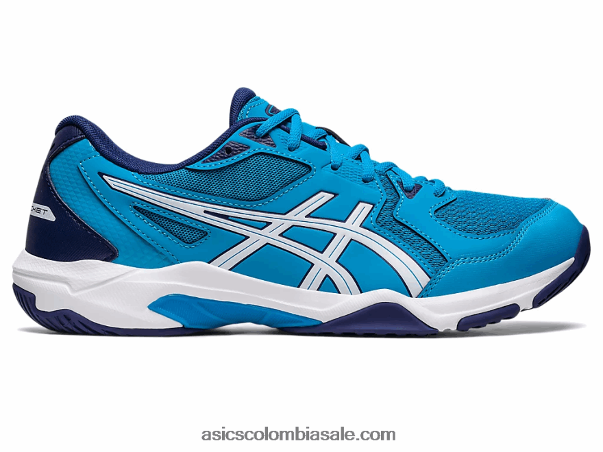 hombres Asics gel-cohete 10 de ancho isla azul/blanco 20X82N415