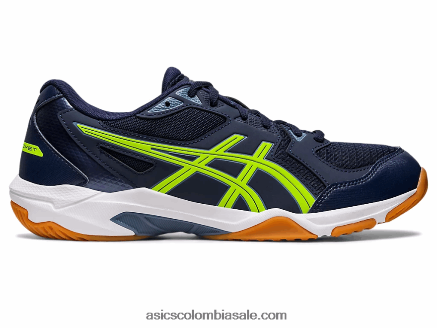 hombres Asics gel-cohete 10 de ancho medianoche/verde peligro 20X82N442