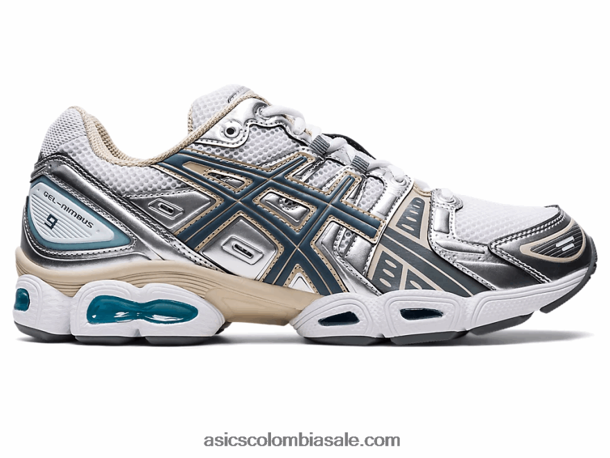 hombres Asics gel-nimbus 9 blanco/gris acero 20X82N1000