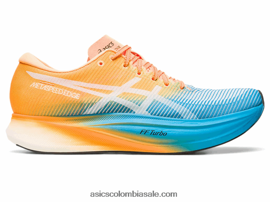 hombres Asics borde de metavelocidad+ isla azul/naranja pop 20X82N613