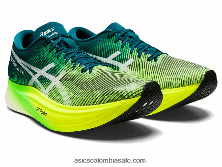 hombres Asics borde de metavelocidad+ pino terciopelo/amarillo seguridad 20X82N1253