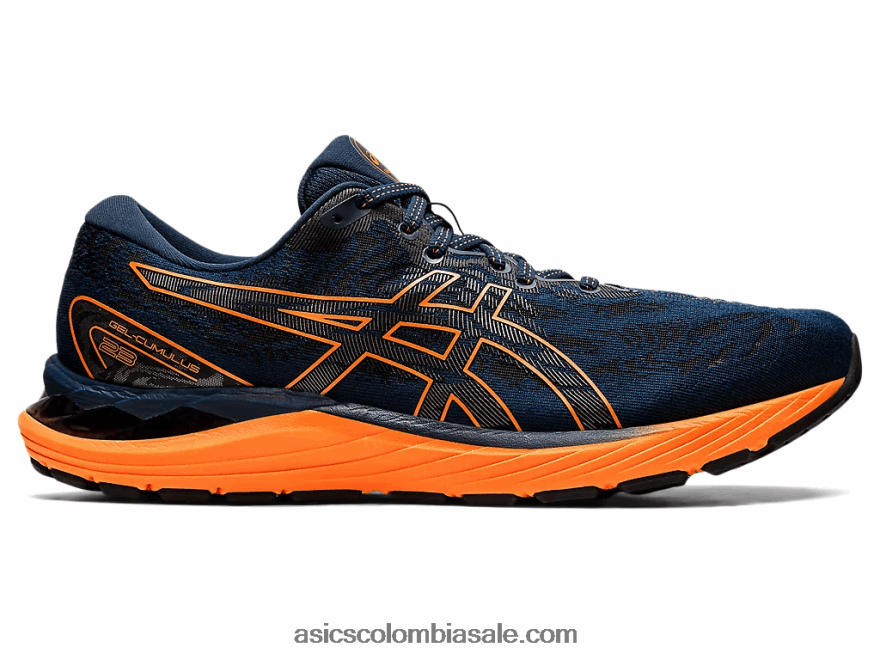 hombres Asics cúmulo de gel 23 azul francés/naranja impactante 20X82N1590