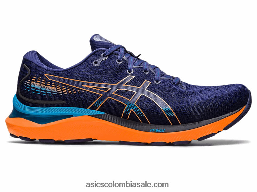 hombres Asics cúmulo de gel 24 azul índigo/melocotón sol 20X82N363