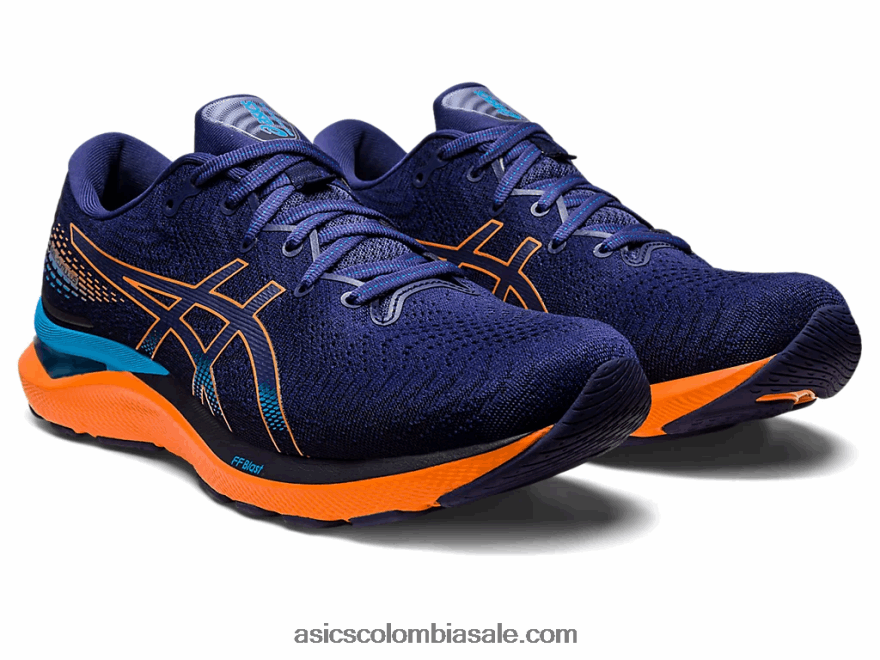 hombres Asics cúmulo de gel 24 azul índigo/melocotón sol 20X82N363