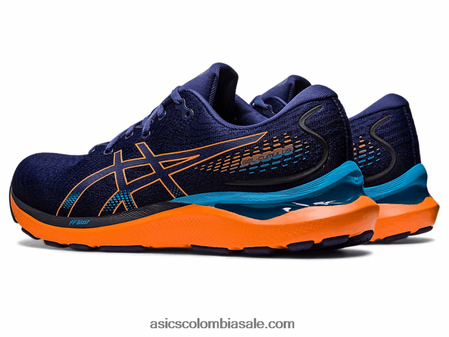 hombres Asics cúmulo de gel 24 azul índigo/melocotón sol 20X82N363