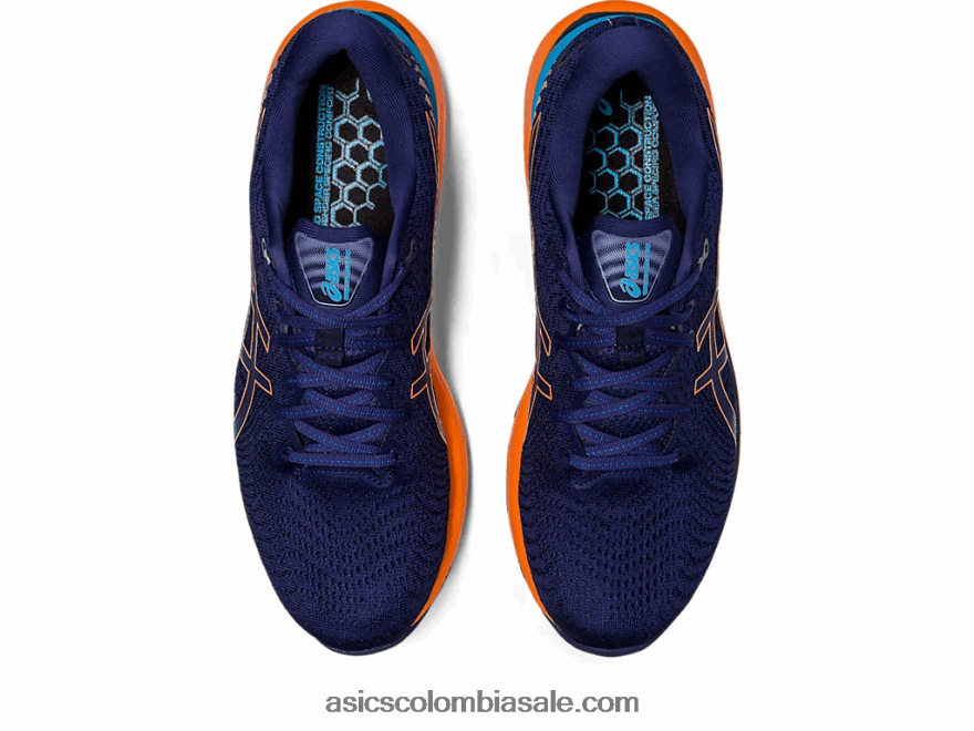 hombres Asics cúmulo de gel 24 azul índigo/melocotón sol 20X82N363