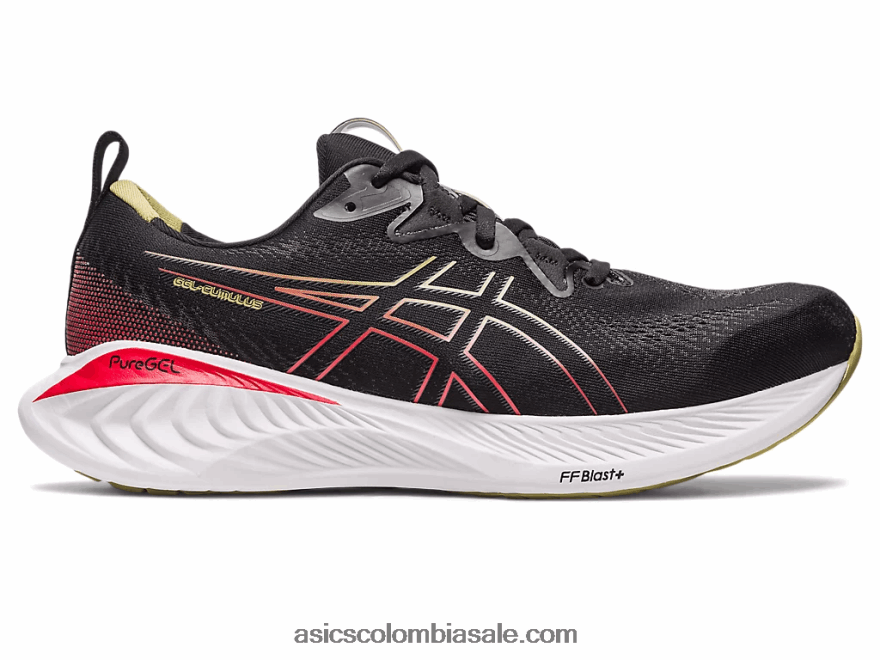 hombres Asics cúmulo de gel 25 negro/rojo eléctrico 20X82N123