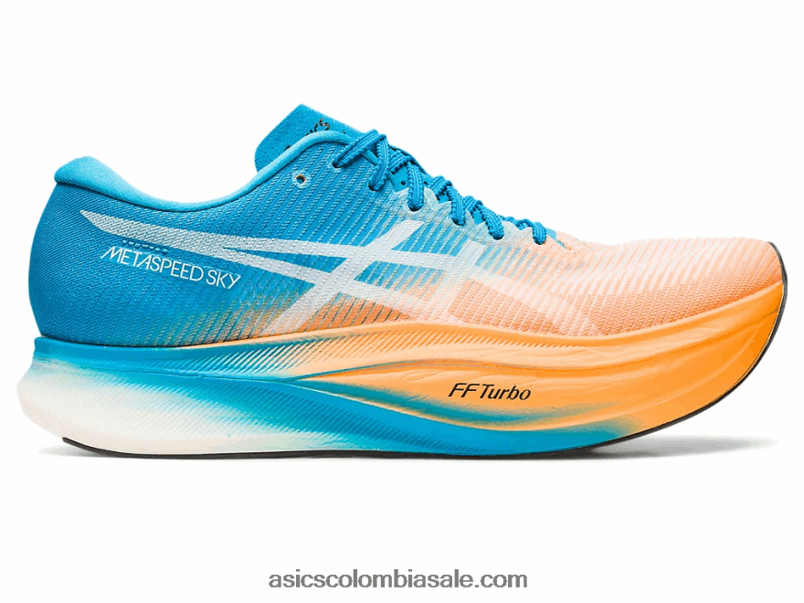 hombres Asics cielo de metavelocidad+ naranja pop/azul isla 20X82N586
