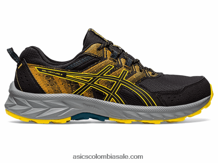 hombres Asics empresa de gel 9 negro/amarillo dorado 20X82N103