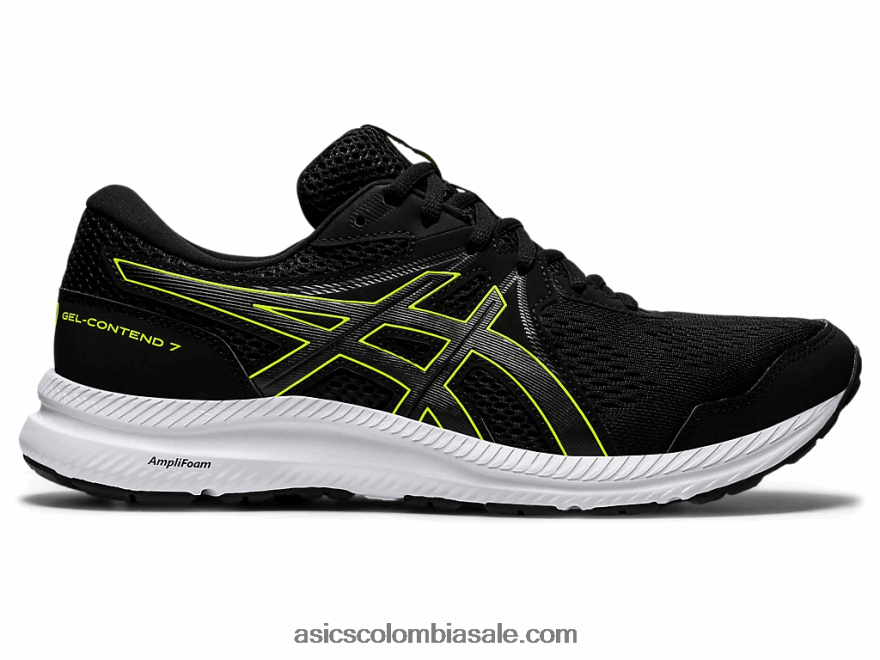 hombres Asics gel-conten 7 extra ancho negro/verde peligro 20X82N1951