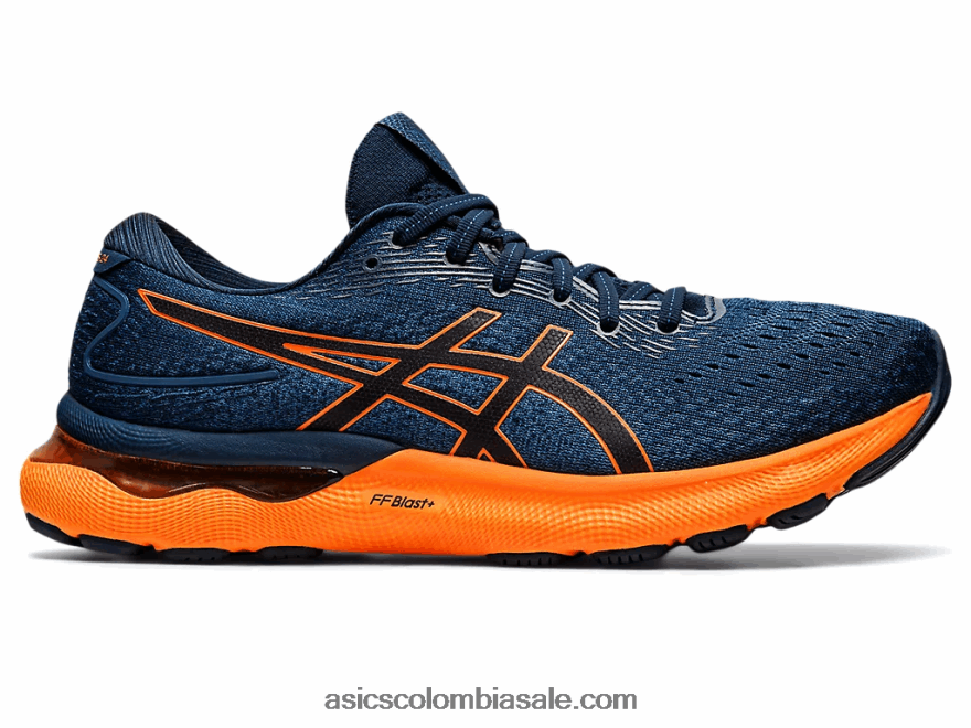 hombres Asics gel-nimbus 24 azul francés/naranja impactante 20X82N1550