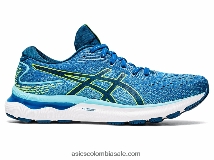 hombres Asics gel-nimbus 24 extra ancho unidad de lago/peligro verde 20X82N1521