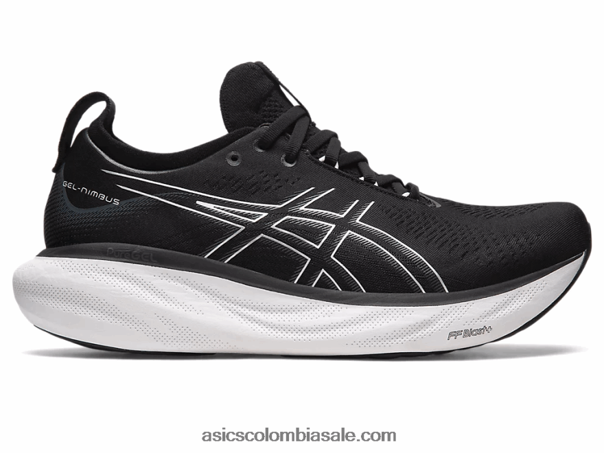 hombres Asics gel-nimbus 25 de ancho negro/plata pura 20X82N340