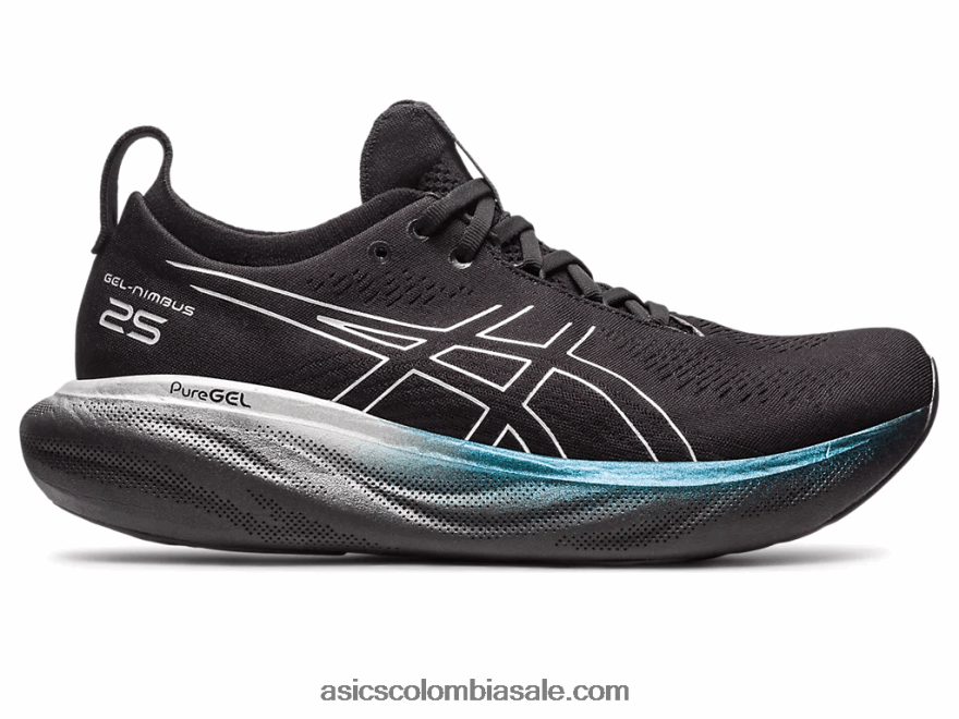 hombres Asics gel-nimbus 25 platino negro/plata pura 20X82N342