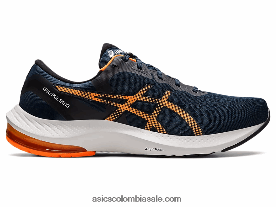hombres Asics pulso de gel 13 azul francés/naranja impactante 20X82N1530