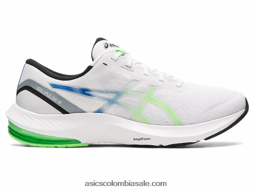 hombres Asics pulso de gel 13 blanco/lima brillante 20X82N1727