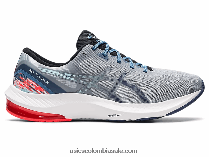 hombres Asics pulso de gel 13 gris piedmont/azul trueno 20X82N1762