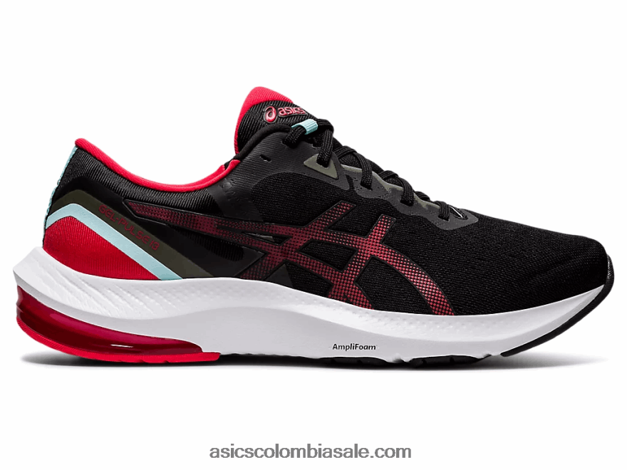 hombres Asics pulso de gel 13 negro/rojo eléctrico 20X82N1729