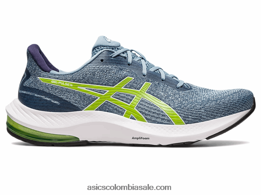 hombres Asics pulso de gel 14 acero ligero/ralladura de lima 20X82N528