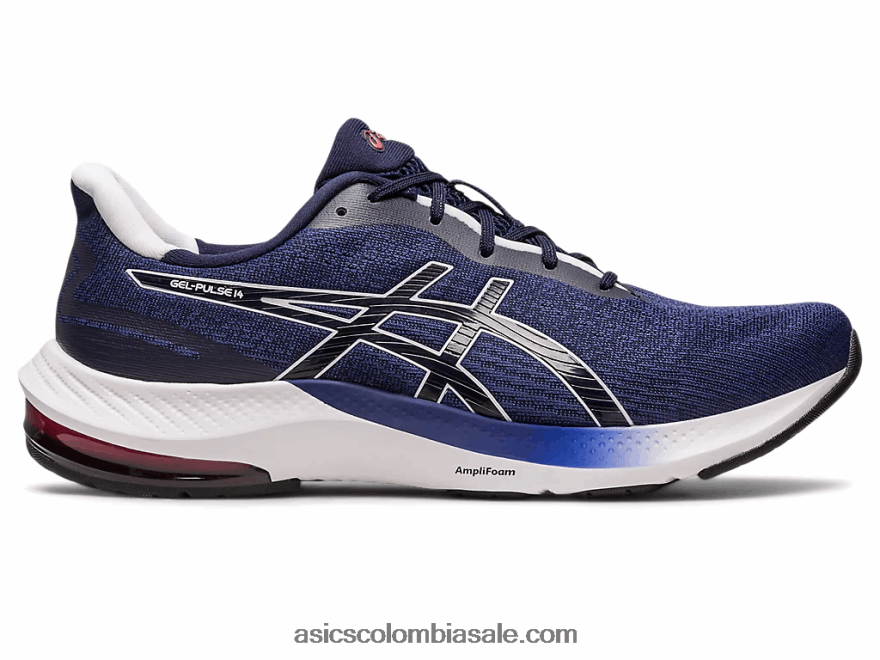 hombres Asics pulso de gel 14 azul índigo/blanco 20X82N418