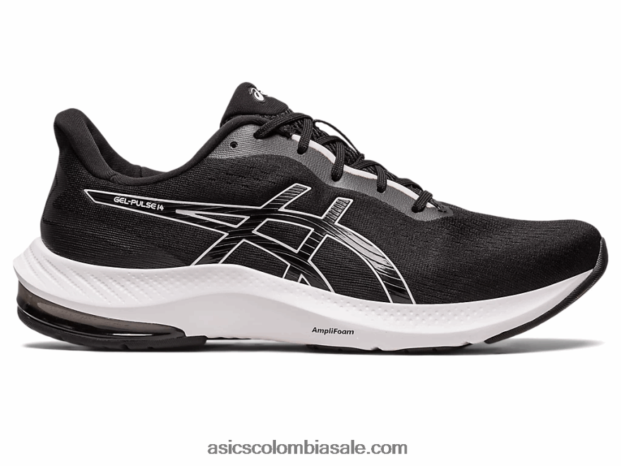 hombres Asics pulso de gel 14 blanco negro 20X82N468