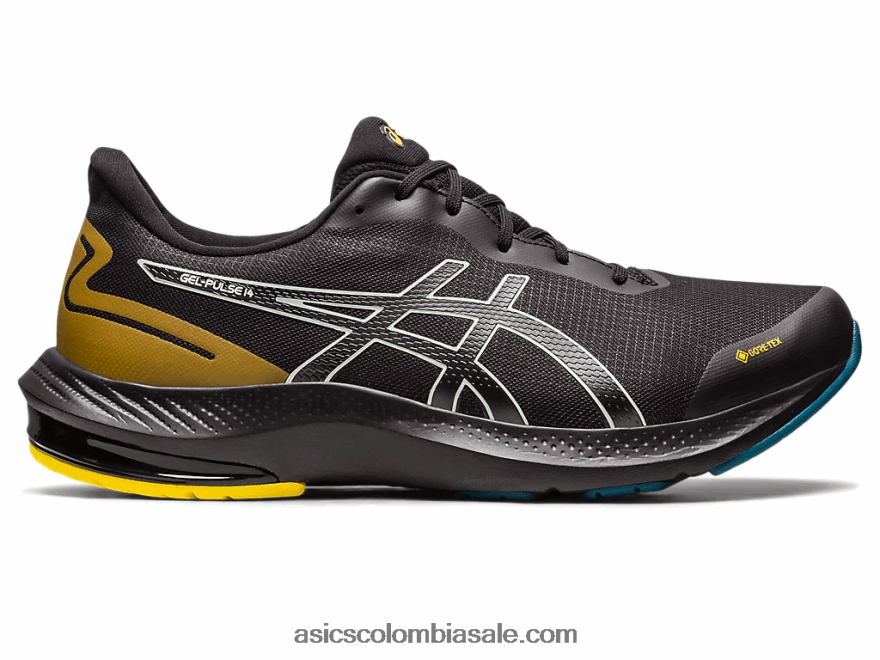 hombres Asics pulso de gel 14 gtx negro/verde susurro 20X82N518
