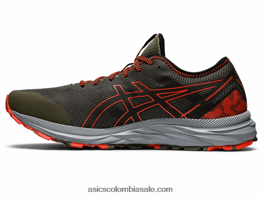 hombres Asics rastro de excitación de gel manto verde/tomate cherry 20X82N910