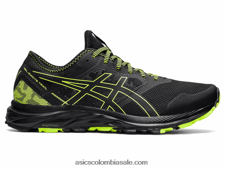 hombres Asics rastro de excitación de gel negro/verde peligro 20X82N1582
