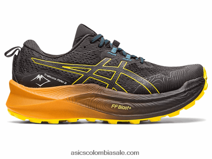 hombres Asics trabuco max 2 negro/amarillo dorado 20X82N188