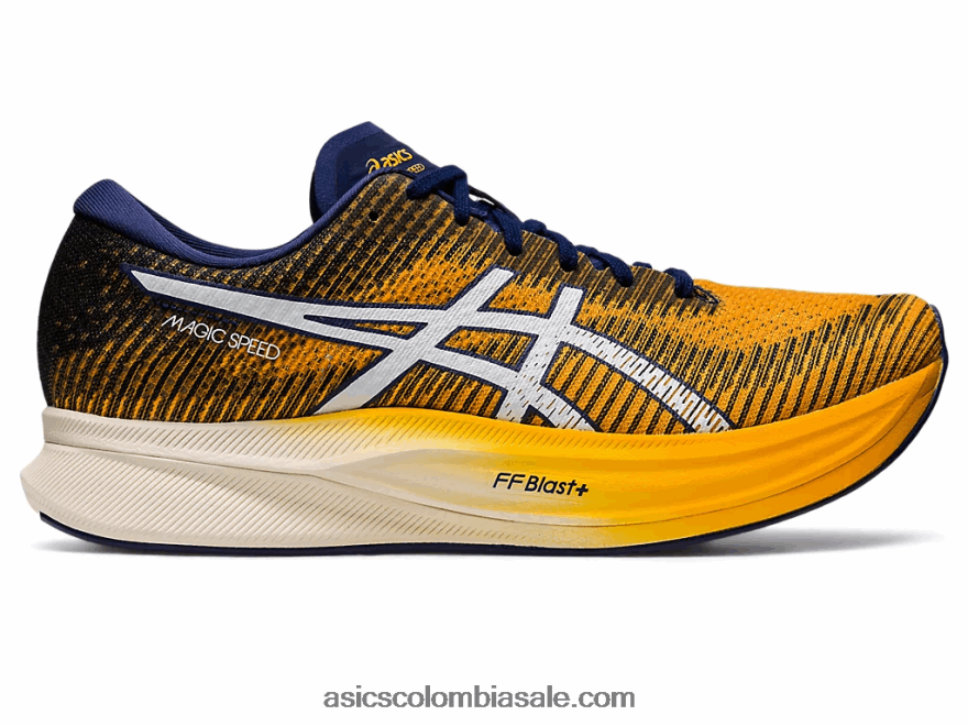 hombres Asics velocidad mágica 2 de ancho ámbar/blanco 20X82N819