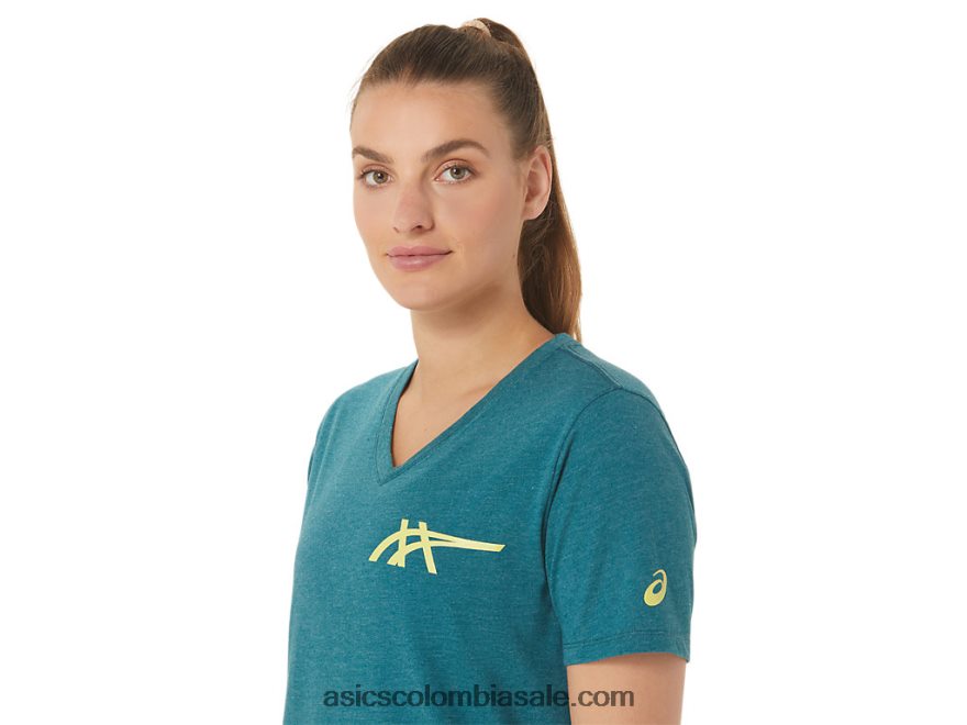 mujer Asics 1977 heritage americana con cuello en v brezo de pino de terciopelo 20X82N2753