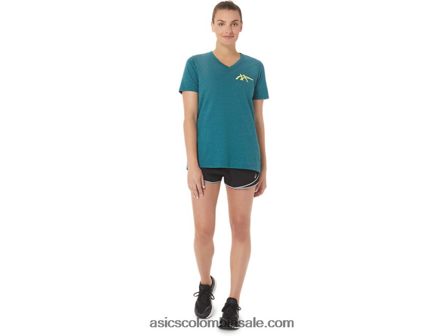 mujer Asics 1977 heritage americana con cuello en v brezo de pino de terciopelo 20X82N2753