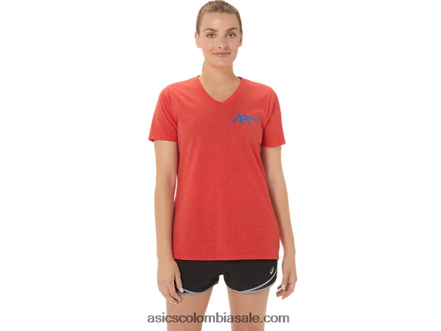 mujer Asics 1977 heritage americana con cuello en v brezo rojo clásico 20X82N2821