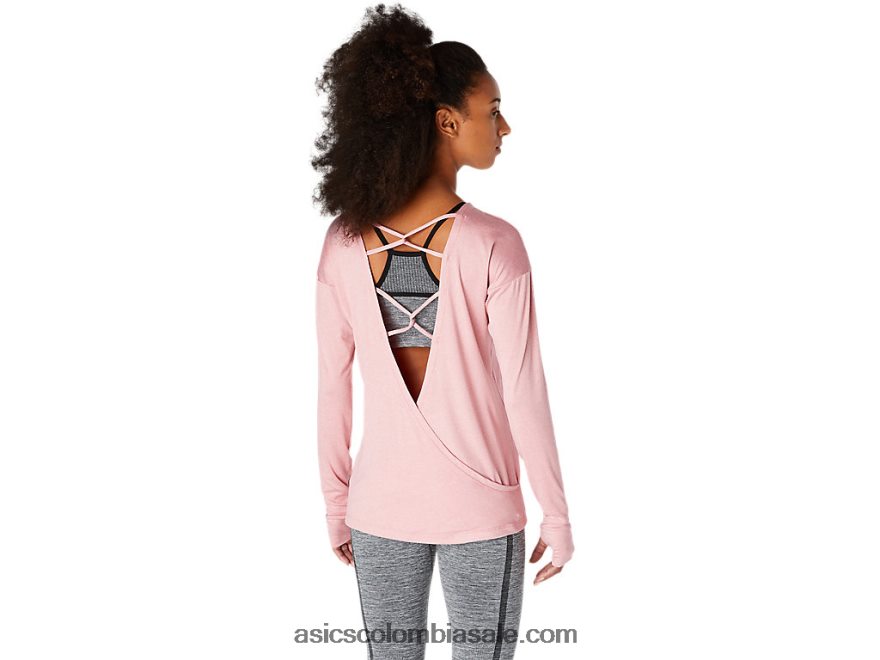 mujer Asics Top de manga larga rosa ahumado 20X82N3671