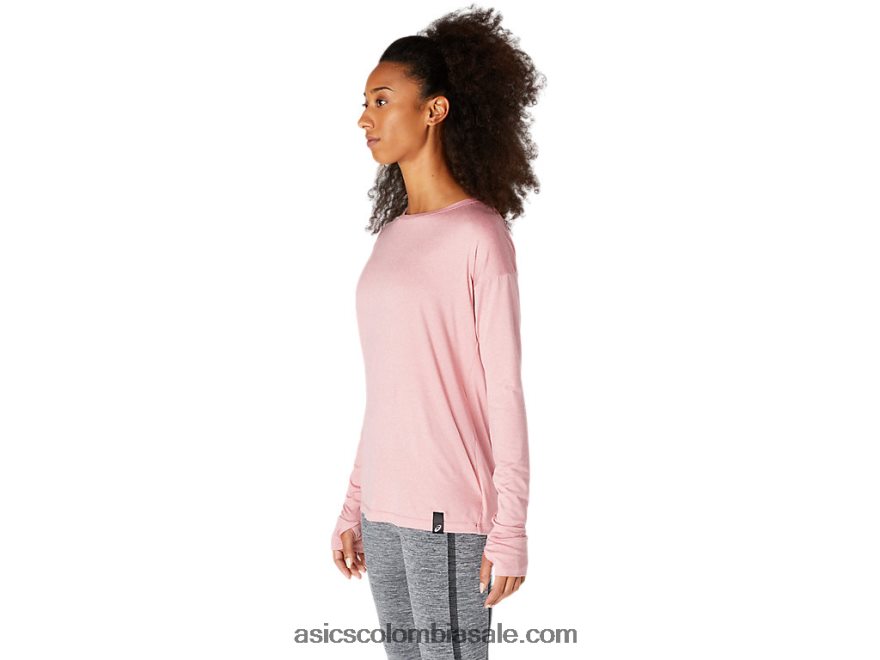 mujer Asics Top de manga larga rosa ahumado 20X82N3671