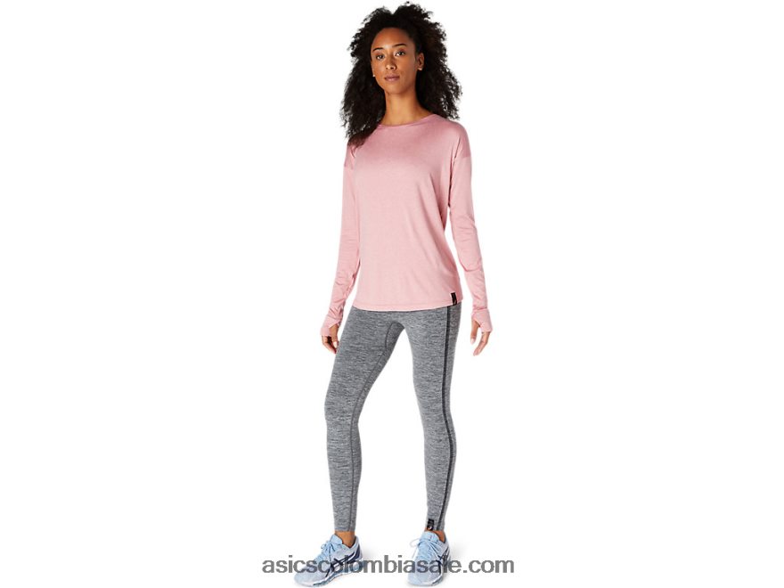 mujer Asics Top de manga larga rosa ahumado 20X82N3671