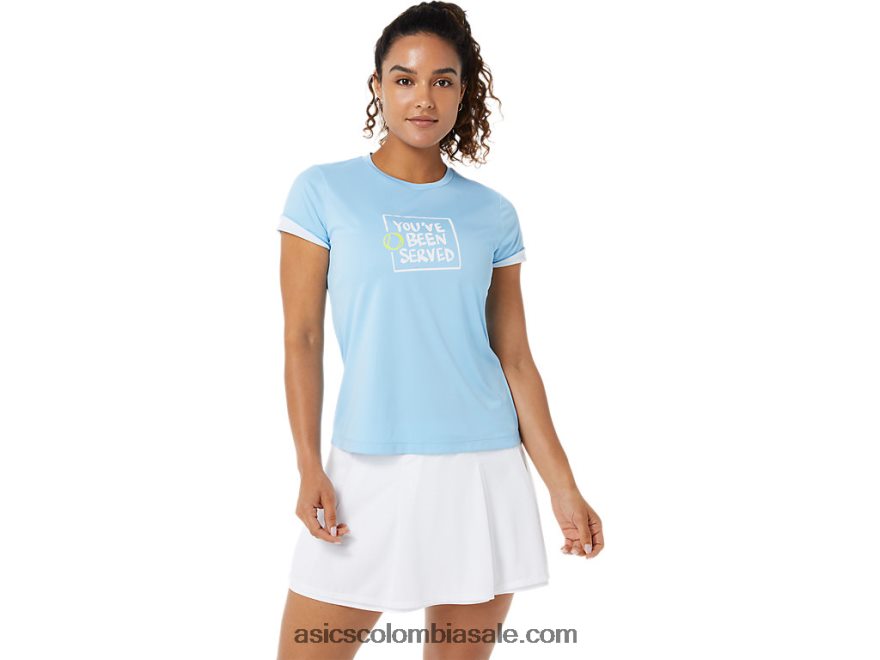 mujer Asics camiseta con gráfico de la cancha cielo ártico 20X82N3491