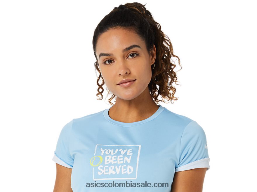 mujer Asics camiseta con gráfico de la cancha cielo ártico 20X82N3491
