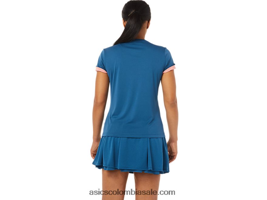 mujer Asics camiseta con gráfico de la cancha índigo claro 20X82N3514