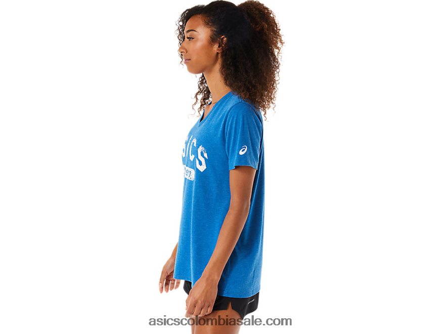 mujer Asics camiseta de manga corta est 1977 con cuello en v unidad de lago 20X82N2982