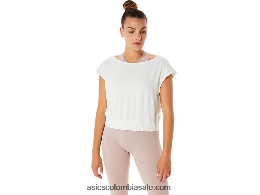 mujer Asics camiseta de manga corta nagino flex crema 20X82N2143